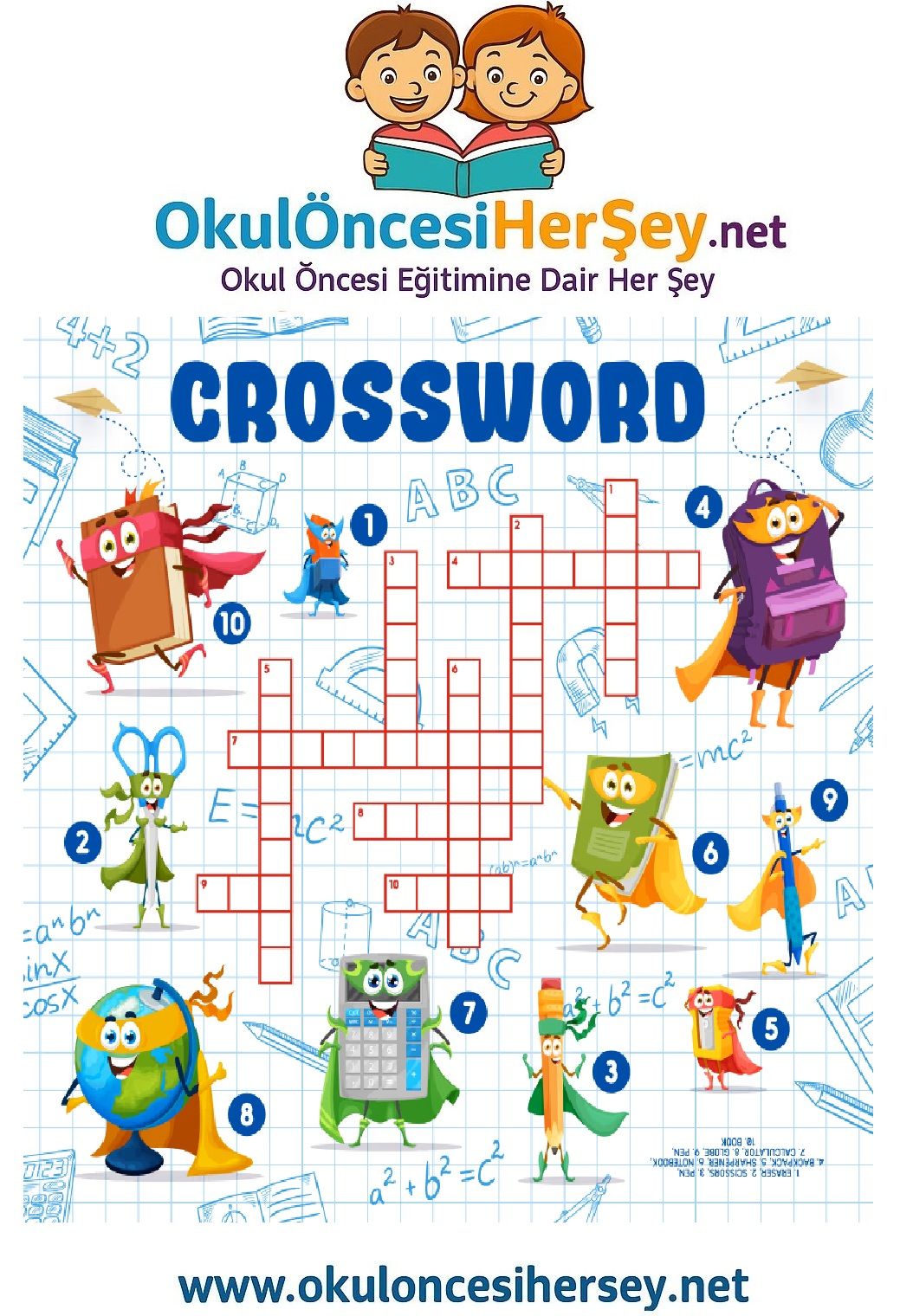 Çocuklar İçin   Crossword Bulmaca  