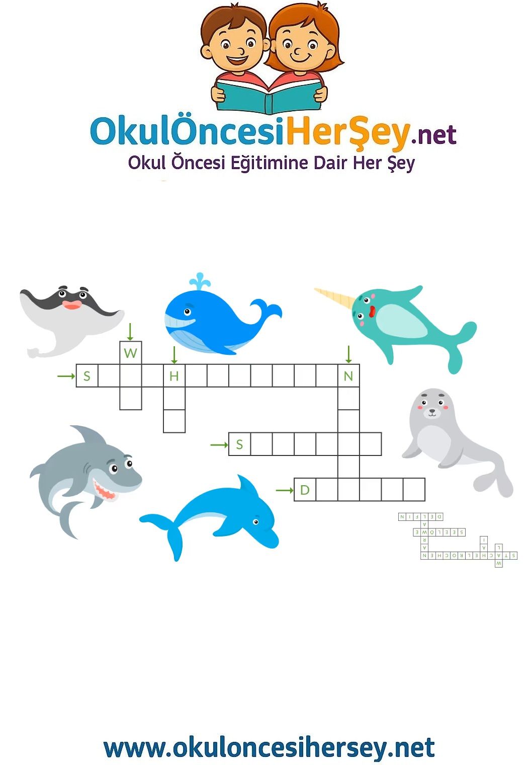 Çocuklar İçin   Crossword Bulmaca  