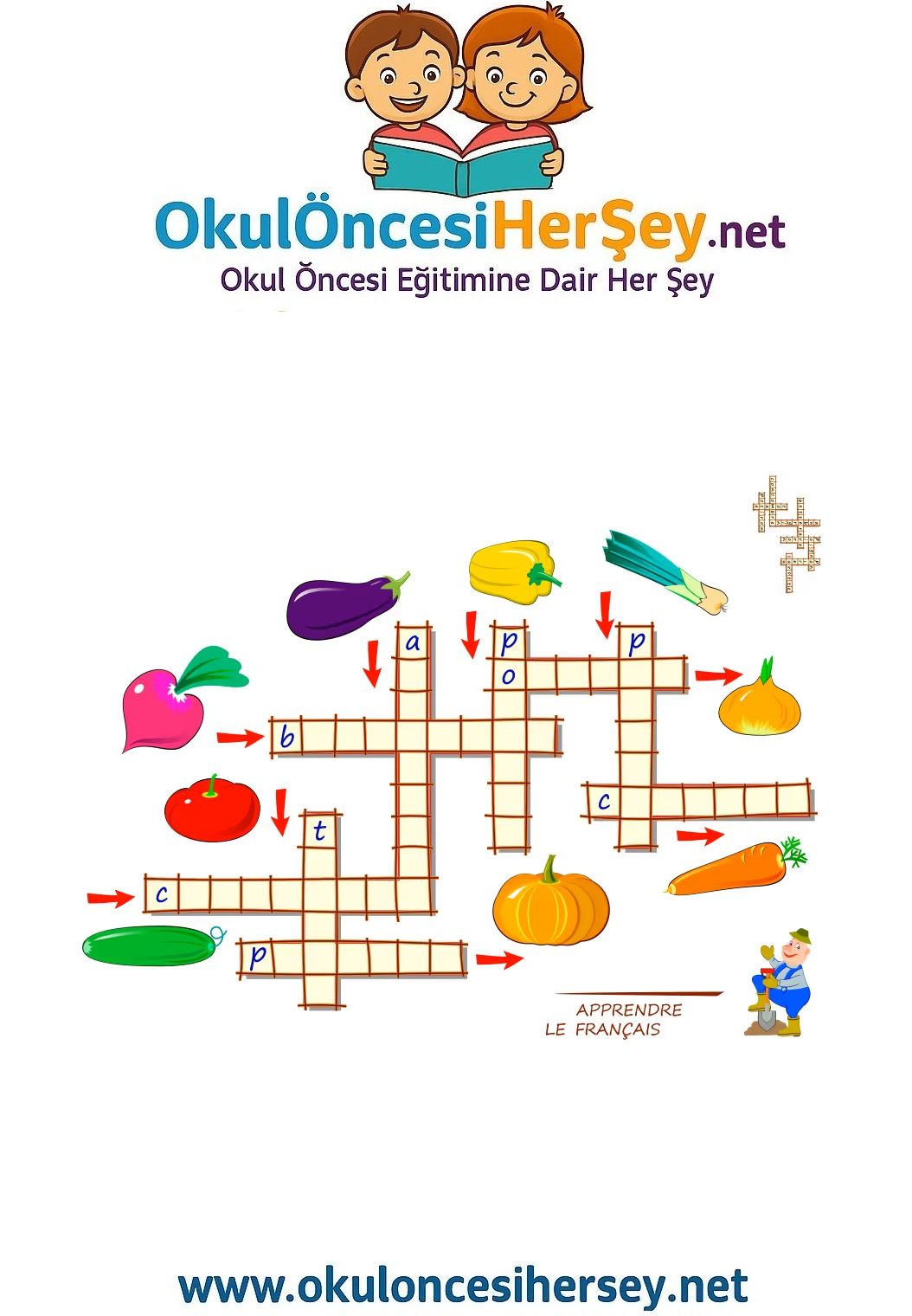 Çocuklar İçin   Crossword Bulmaca  