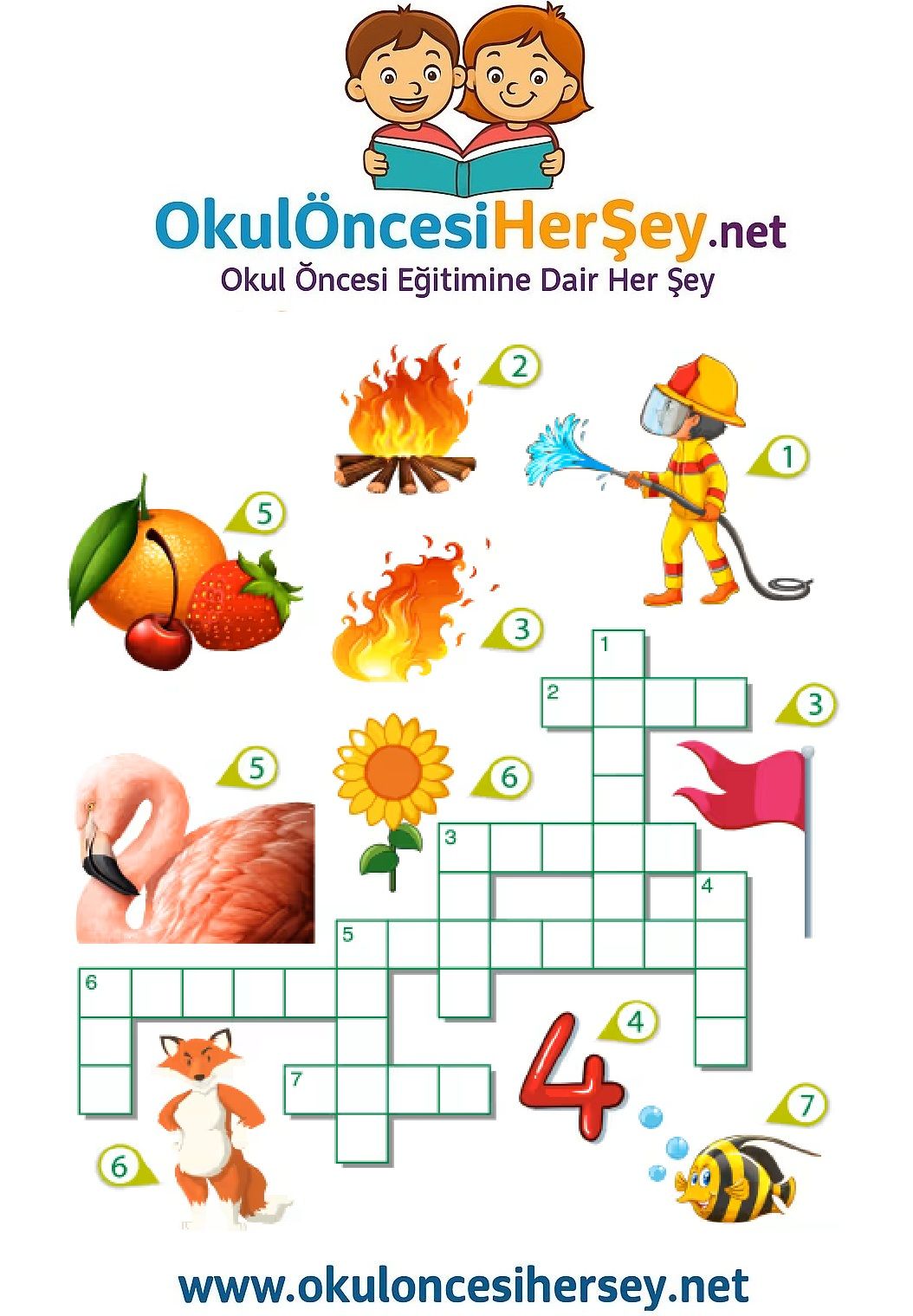 Çocuklar İçin   Crossword Bulmaca  