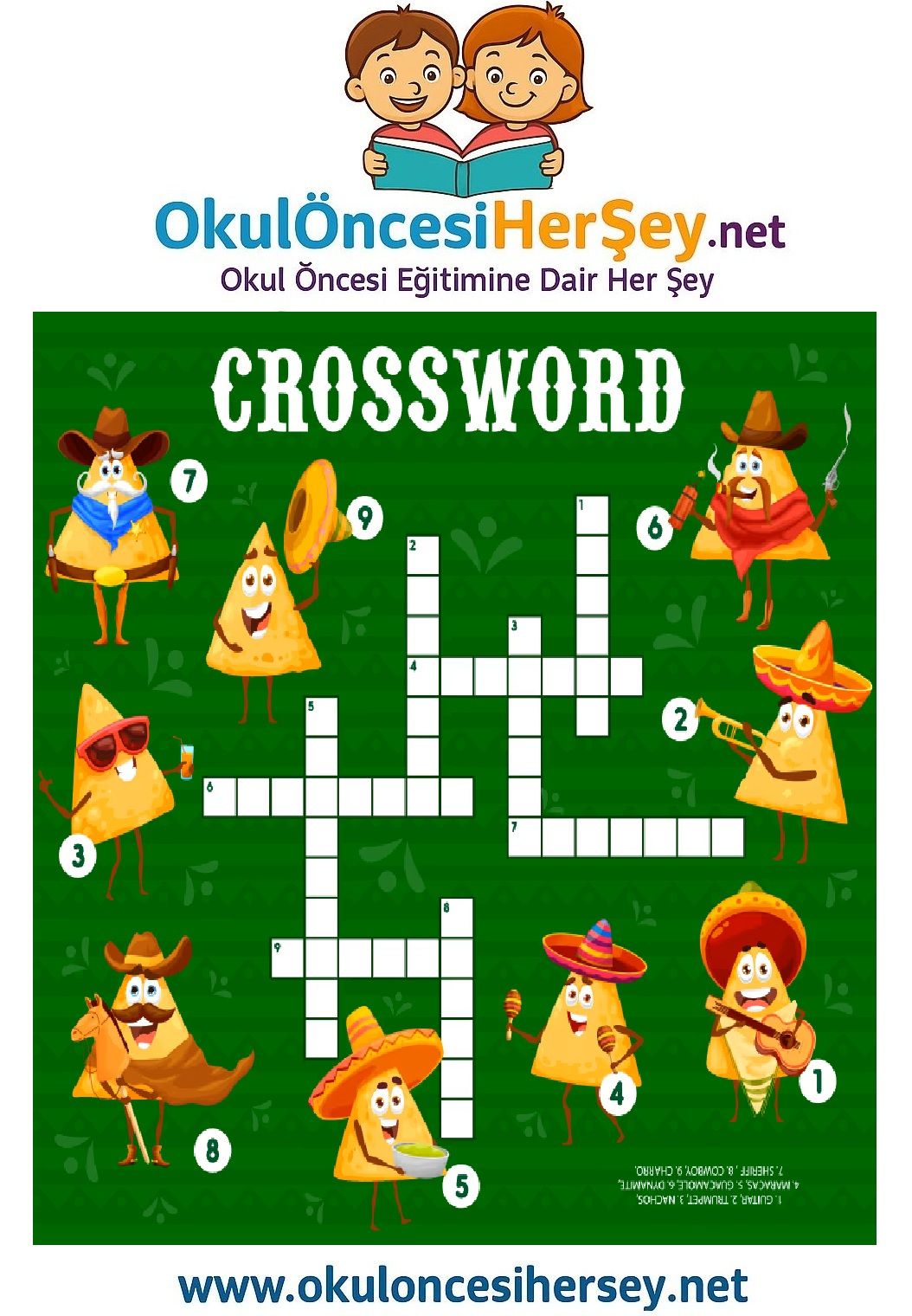 Çocuklar İçin   Crossword Bulmaca  