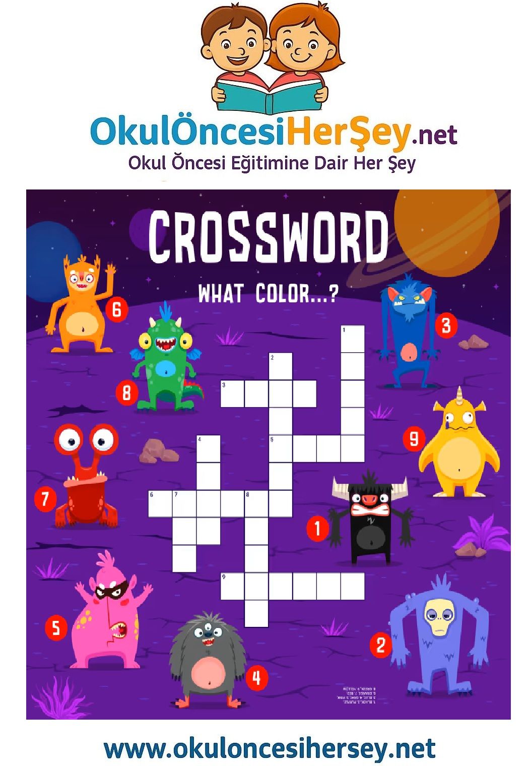 Çocuklar İçin   Crossword Bulmaca  