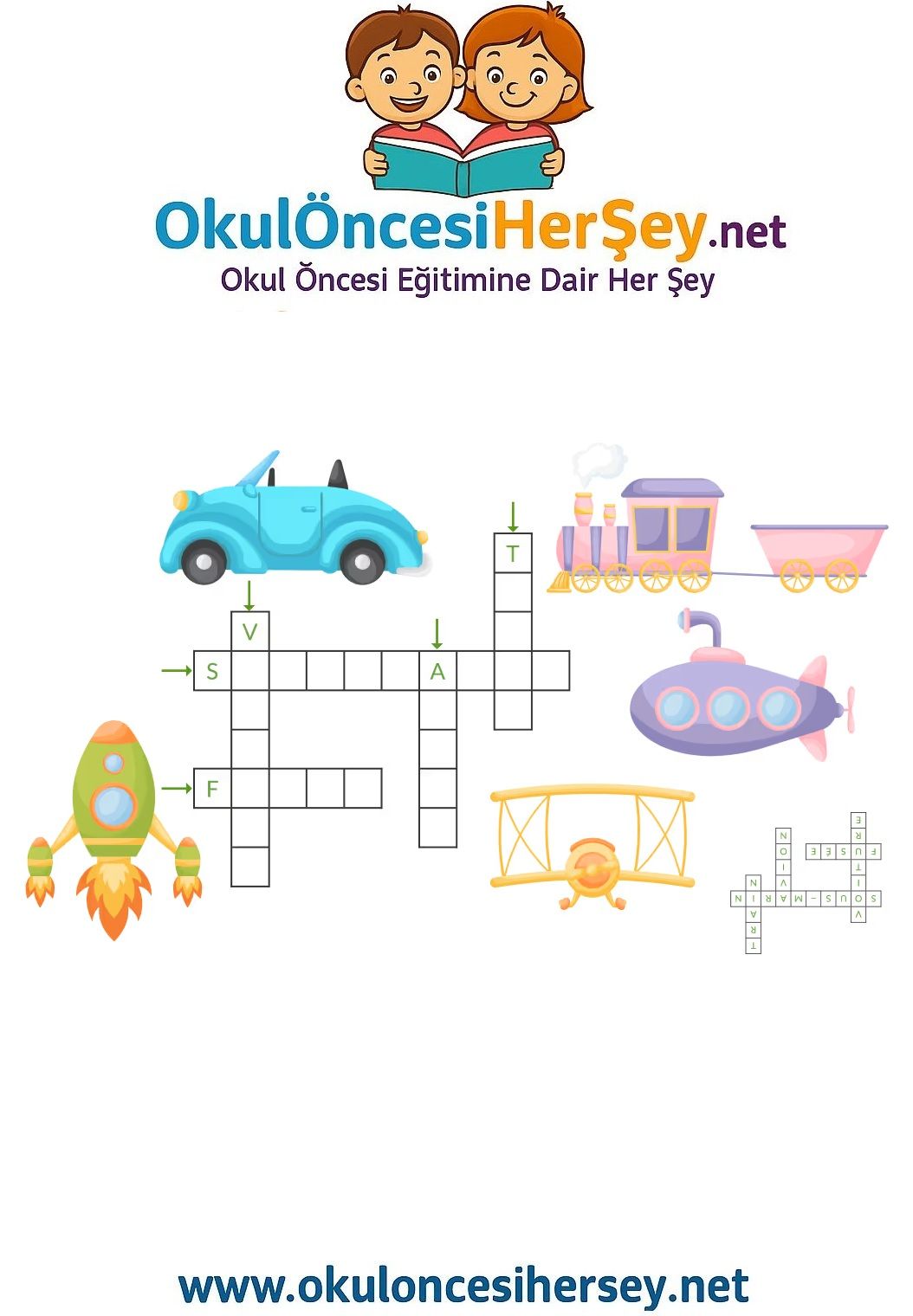 Çocuklar İçin   Crossword Bulmaca  