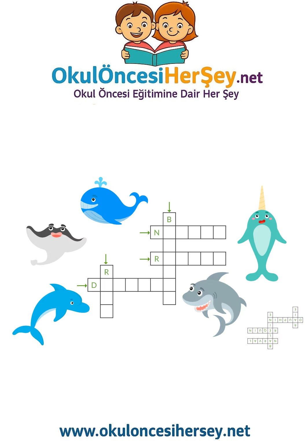 Çocuklar İçin   Crossword Bulmaca  