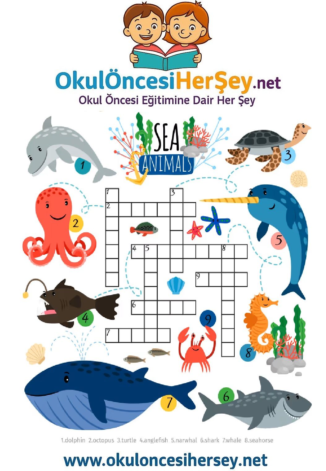 Çocuklar İçin   Crossword Bulmaca  