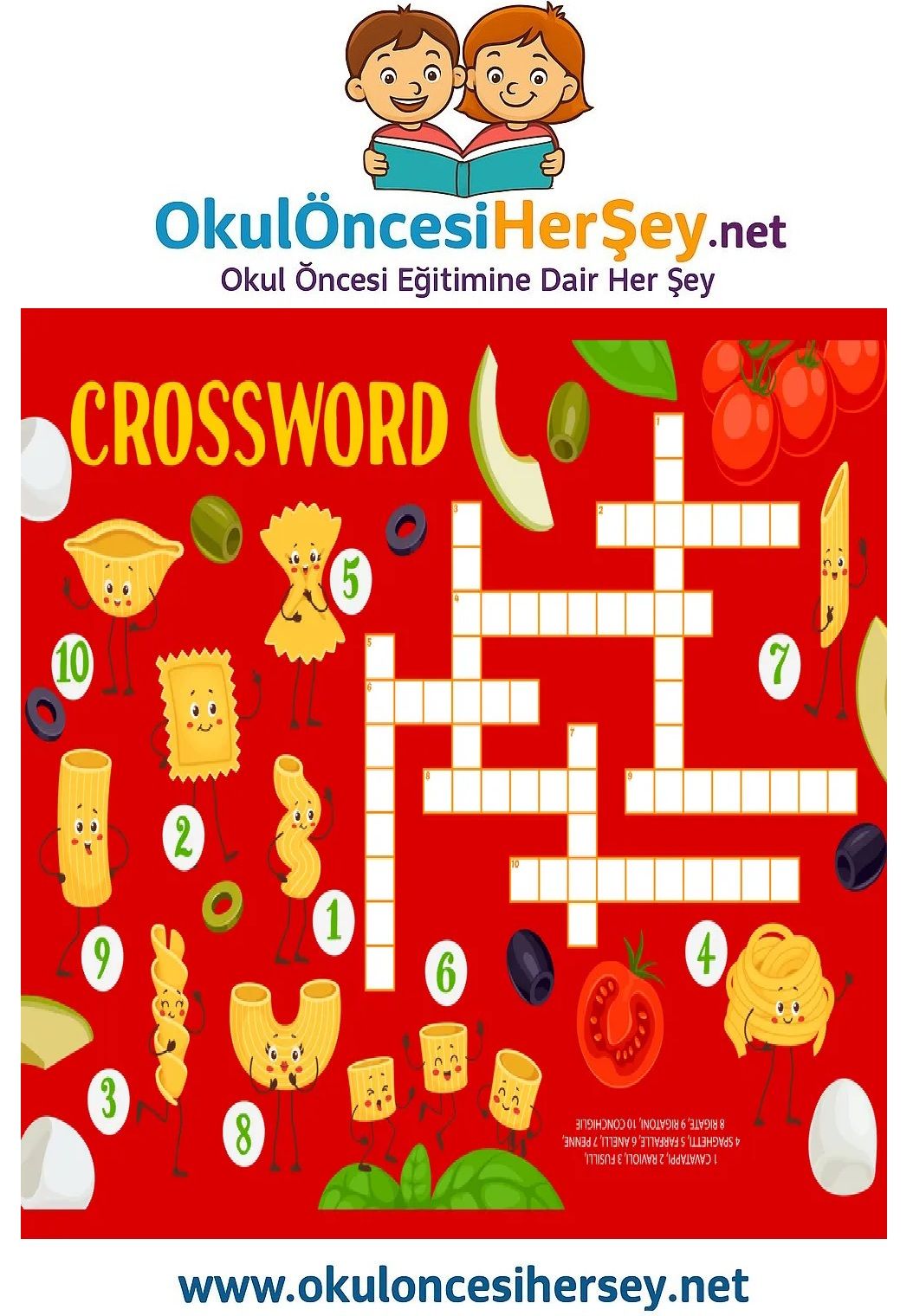 Çocuklar İçin   Crossword Bulmaca  