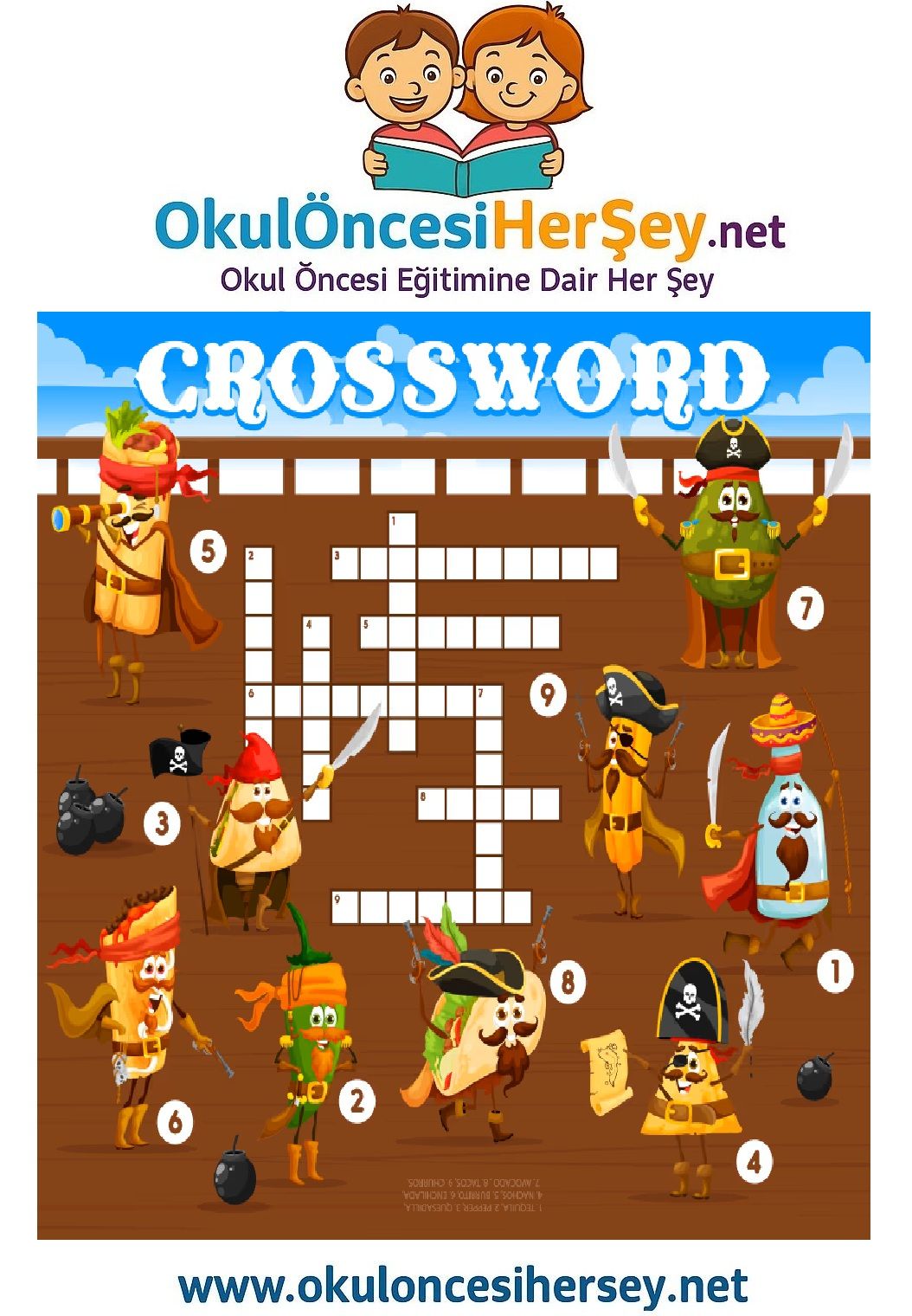 Çocuklar İçin   Crossword Bulmaca  