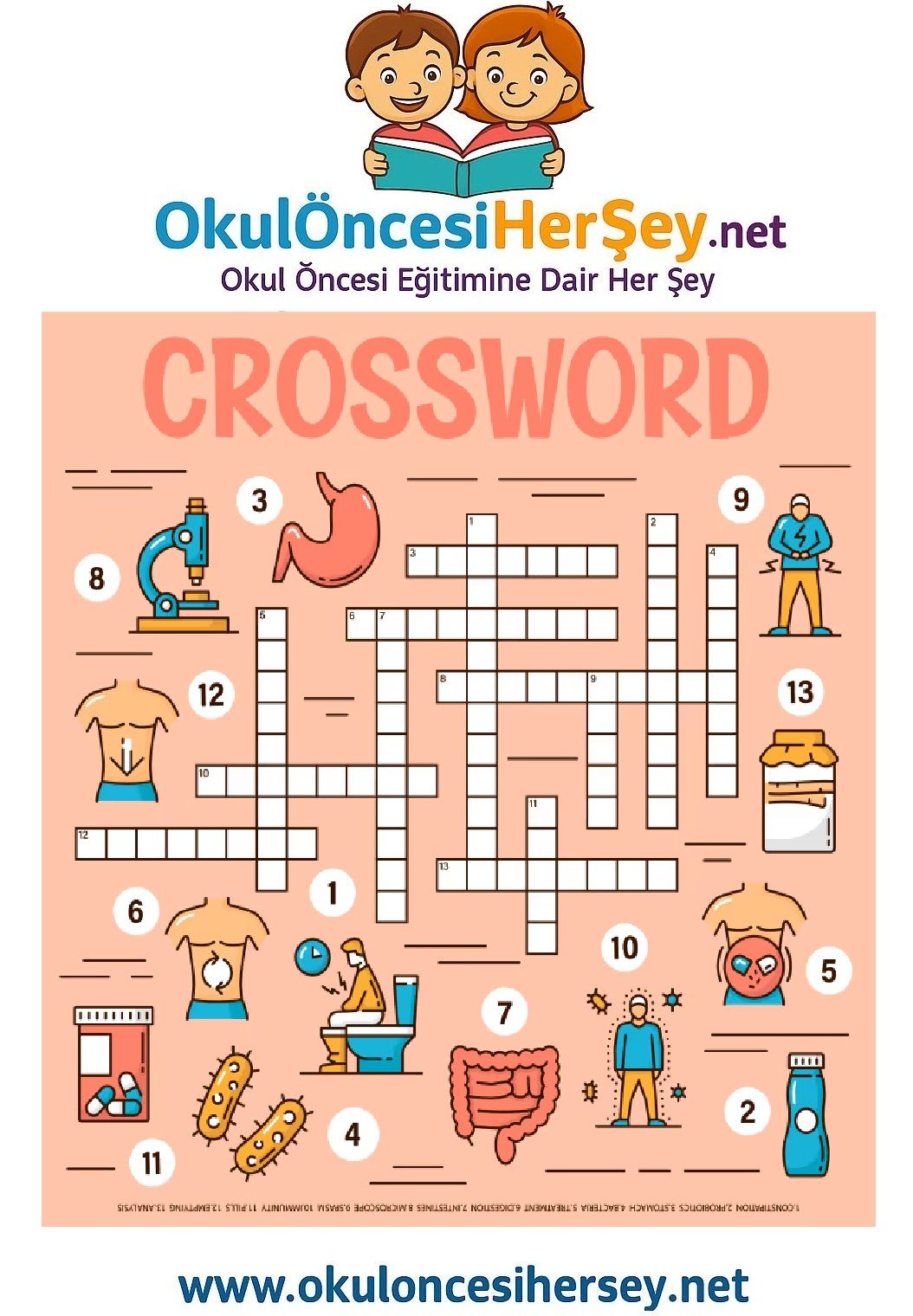 Çocuklar İçin   Crossword Bulmaca  