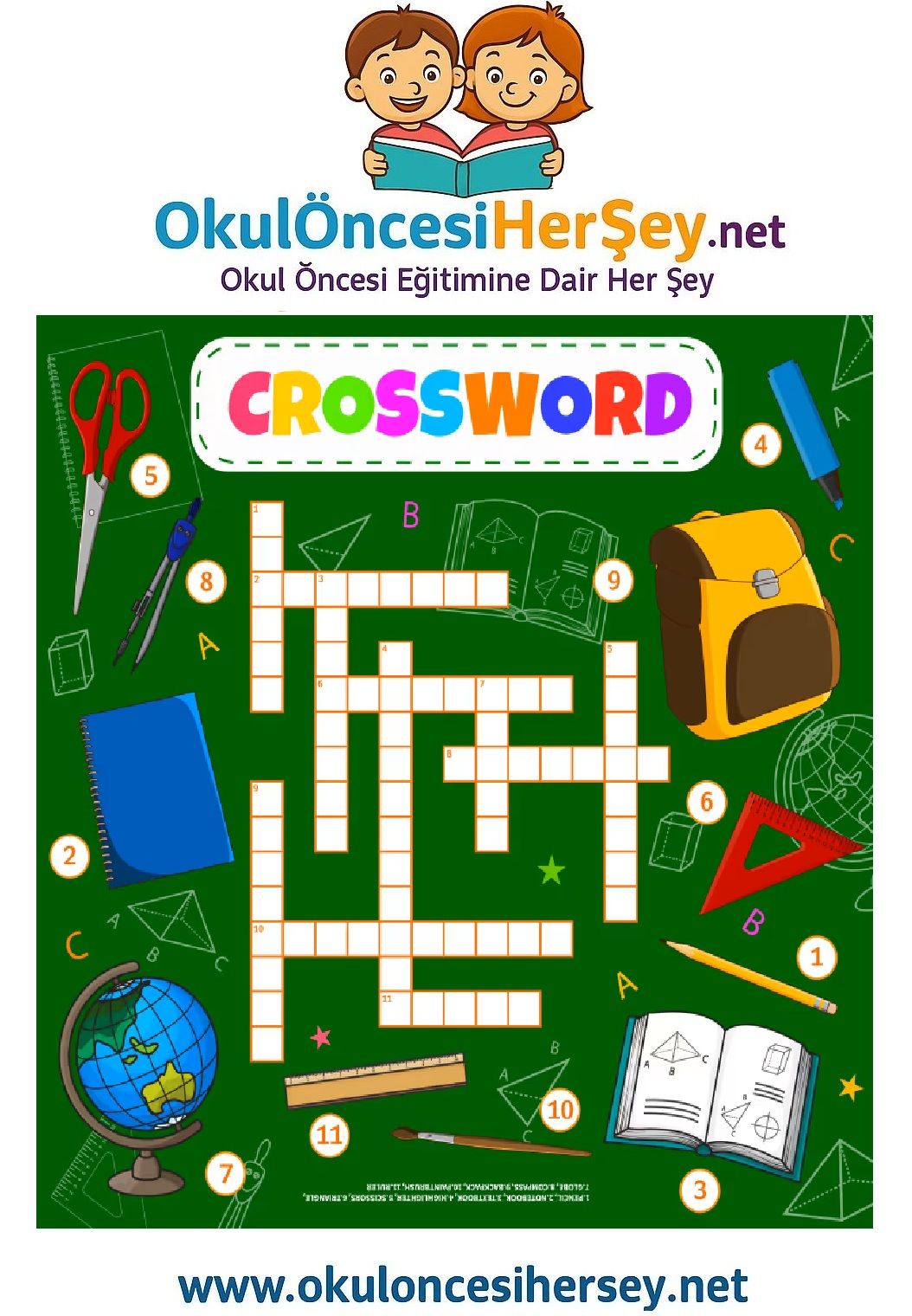 Çocuklar İçin   Crossword Bulmaca  