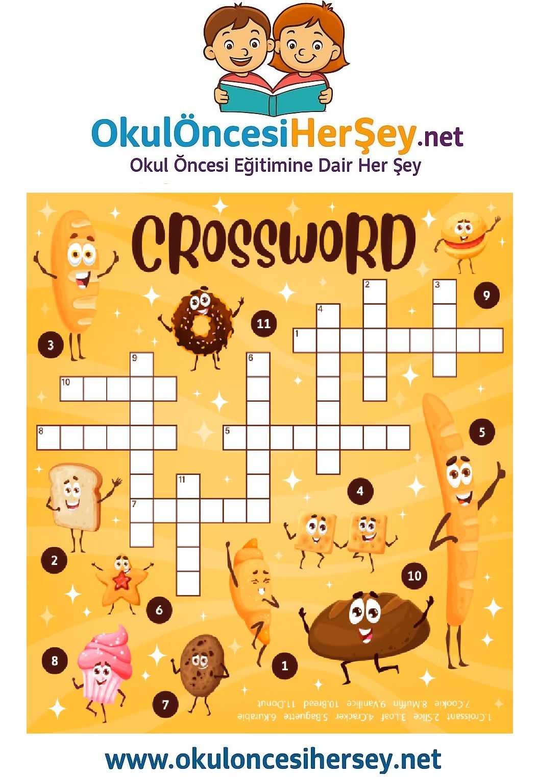Çocuklar İçin   Crossword Bulmaca  