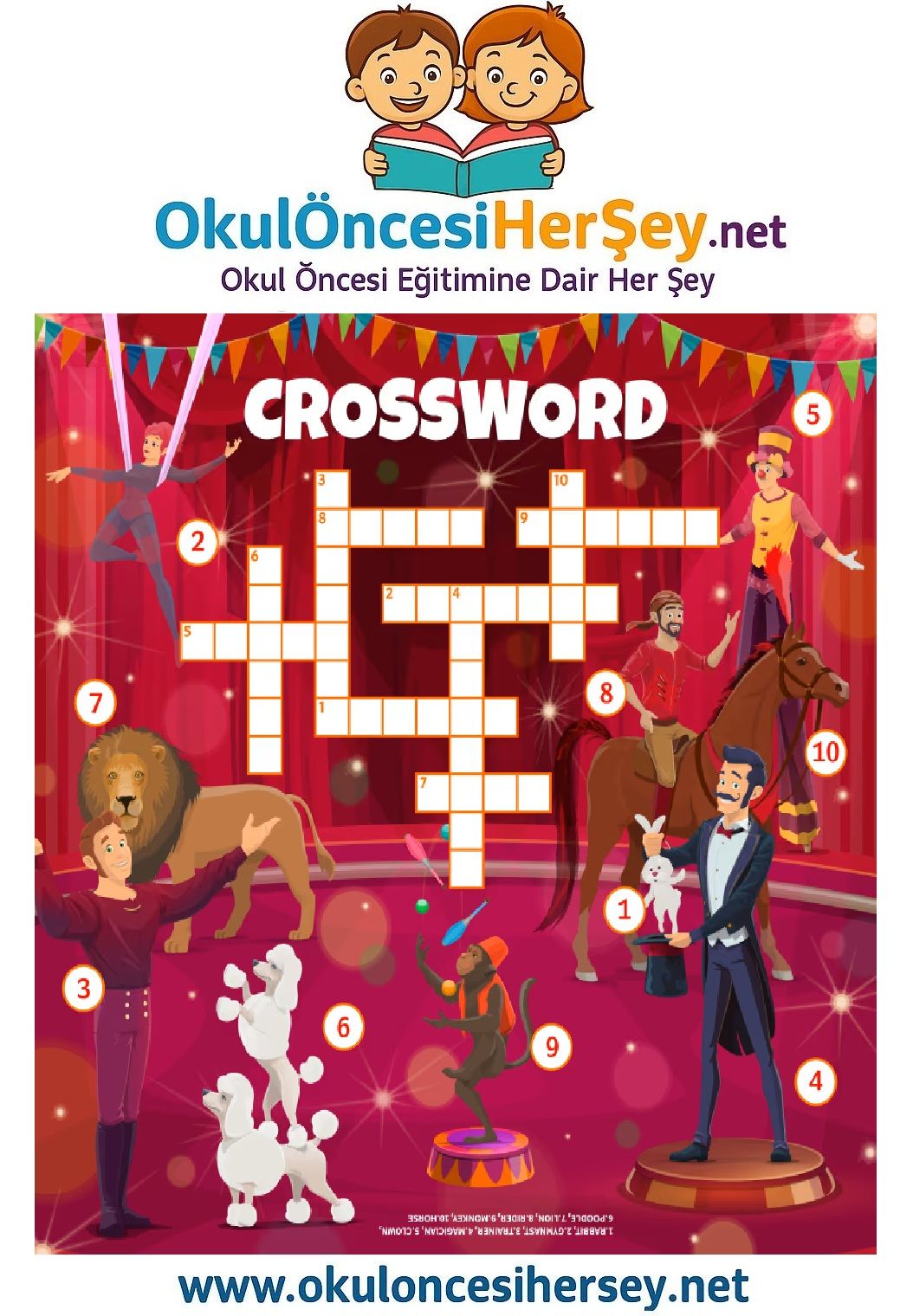 Çocuklar İçin   Crossword Bulmaca  