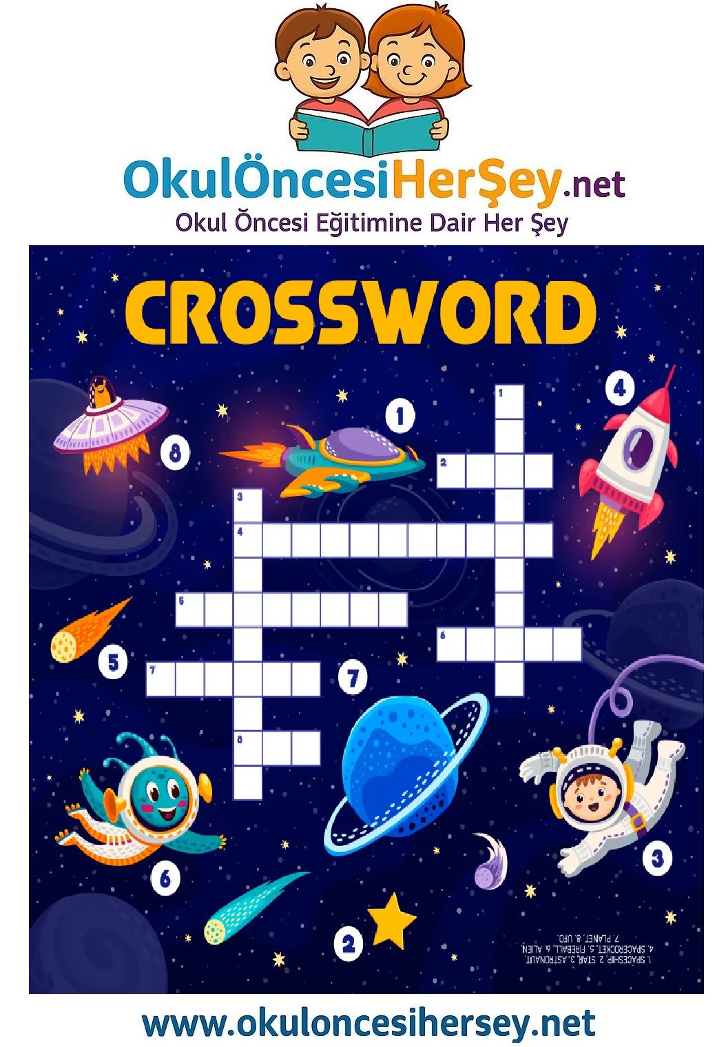 Çocuklar İçin   Crossword Bulmaca  