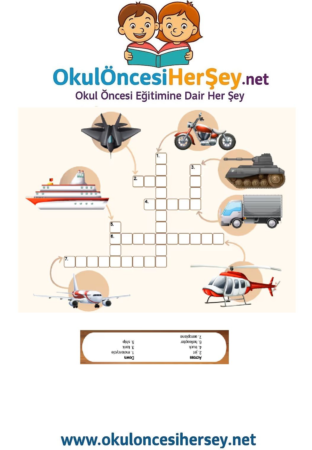 Çocuklar İçin   Crossword Bulmaca  