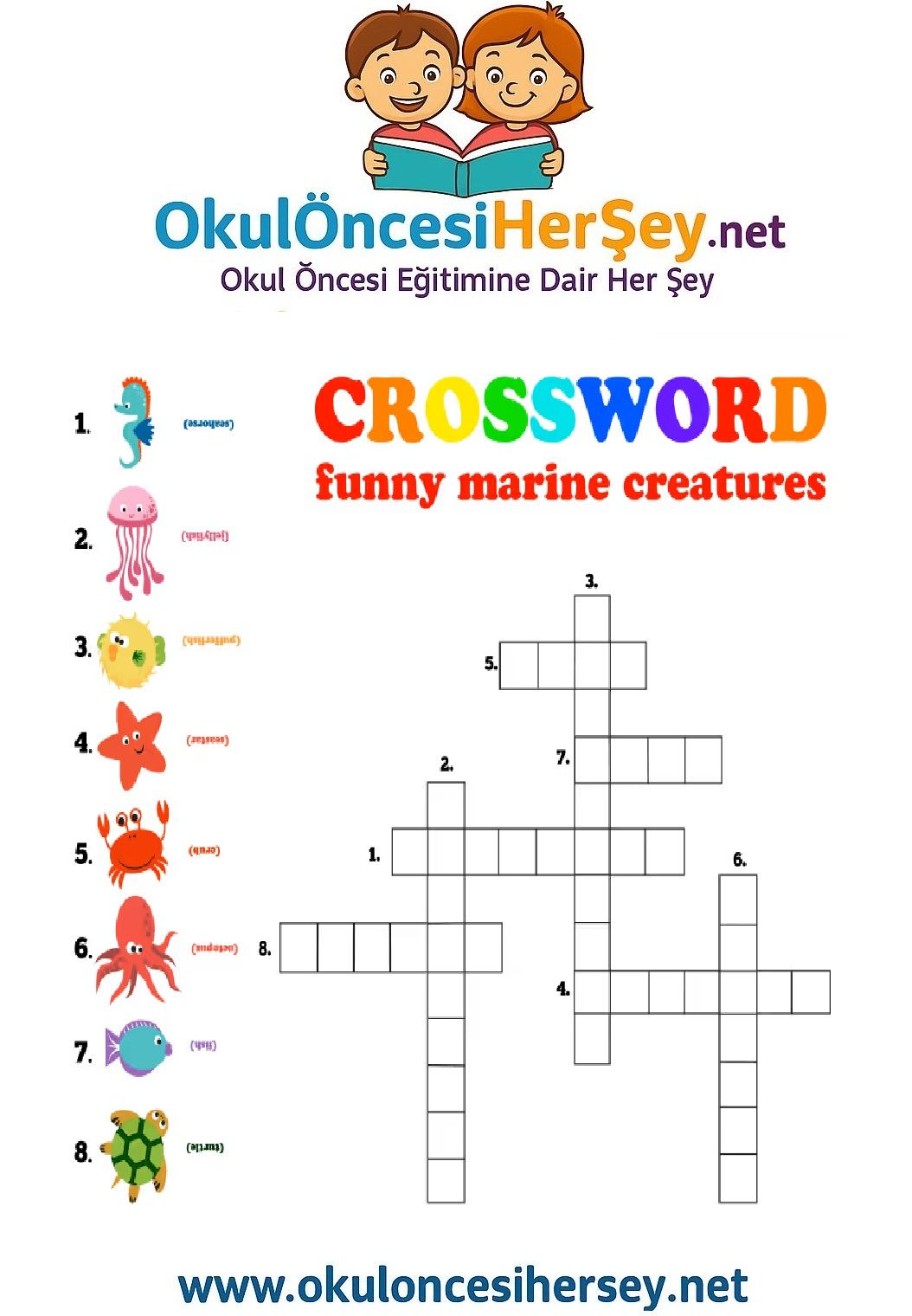 Çocuklar İçin   Crossword Bulmaca  