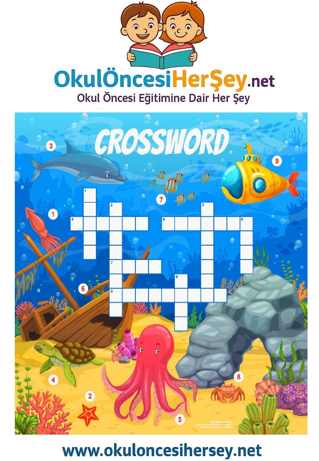 Çocuklar İçin   Crossword Bulmaca  