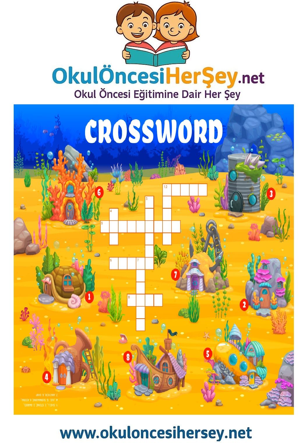 Çocuklar İçin   Crossword Bulmaca  