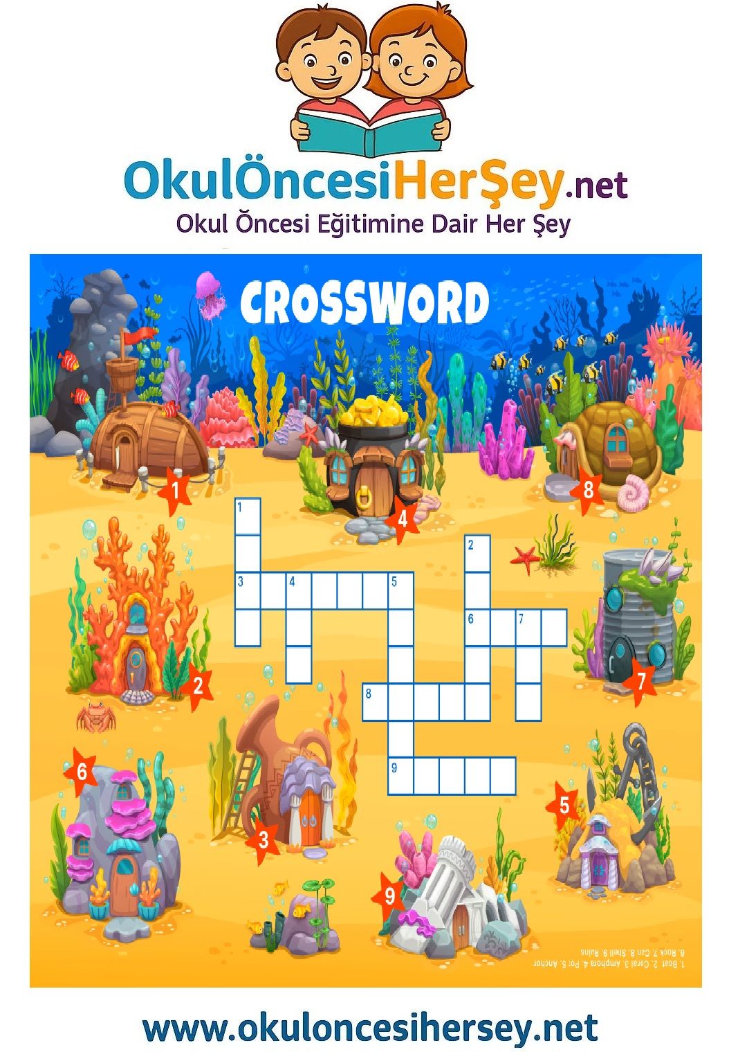 Çocuklar İçin   Crossword Bulmaca  