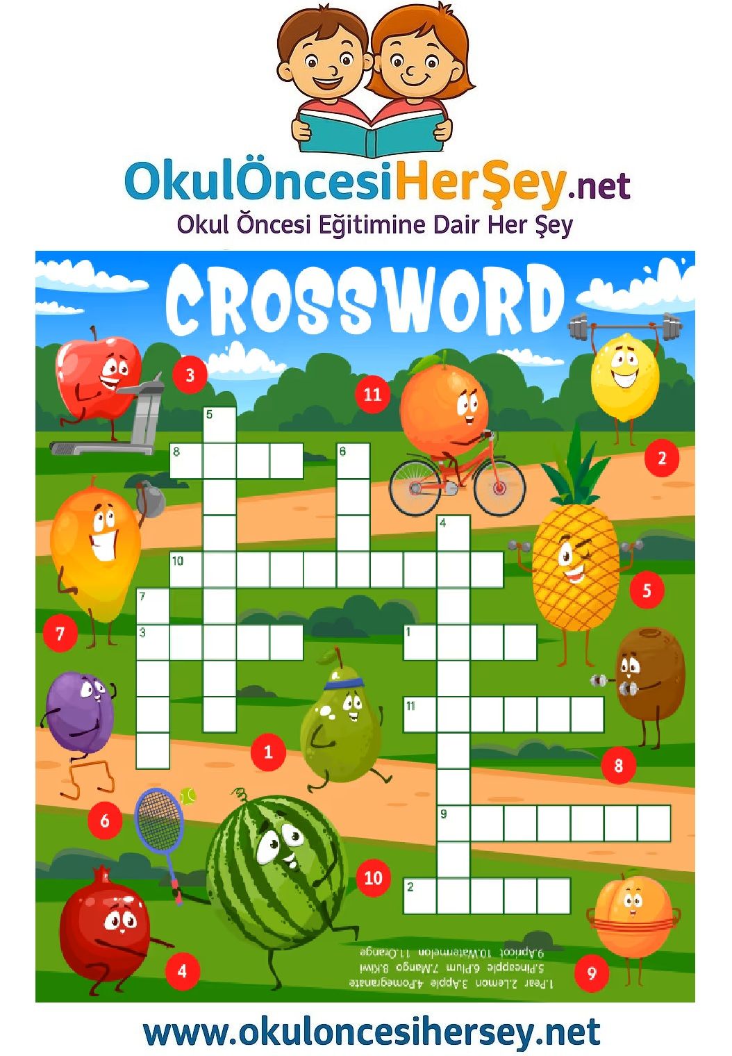 Çocuklar İçin   Crossword Bulmaca  