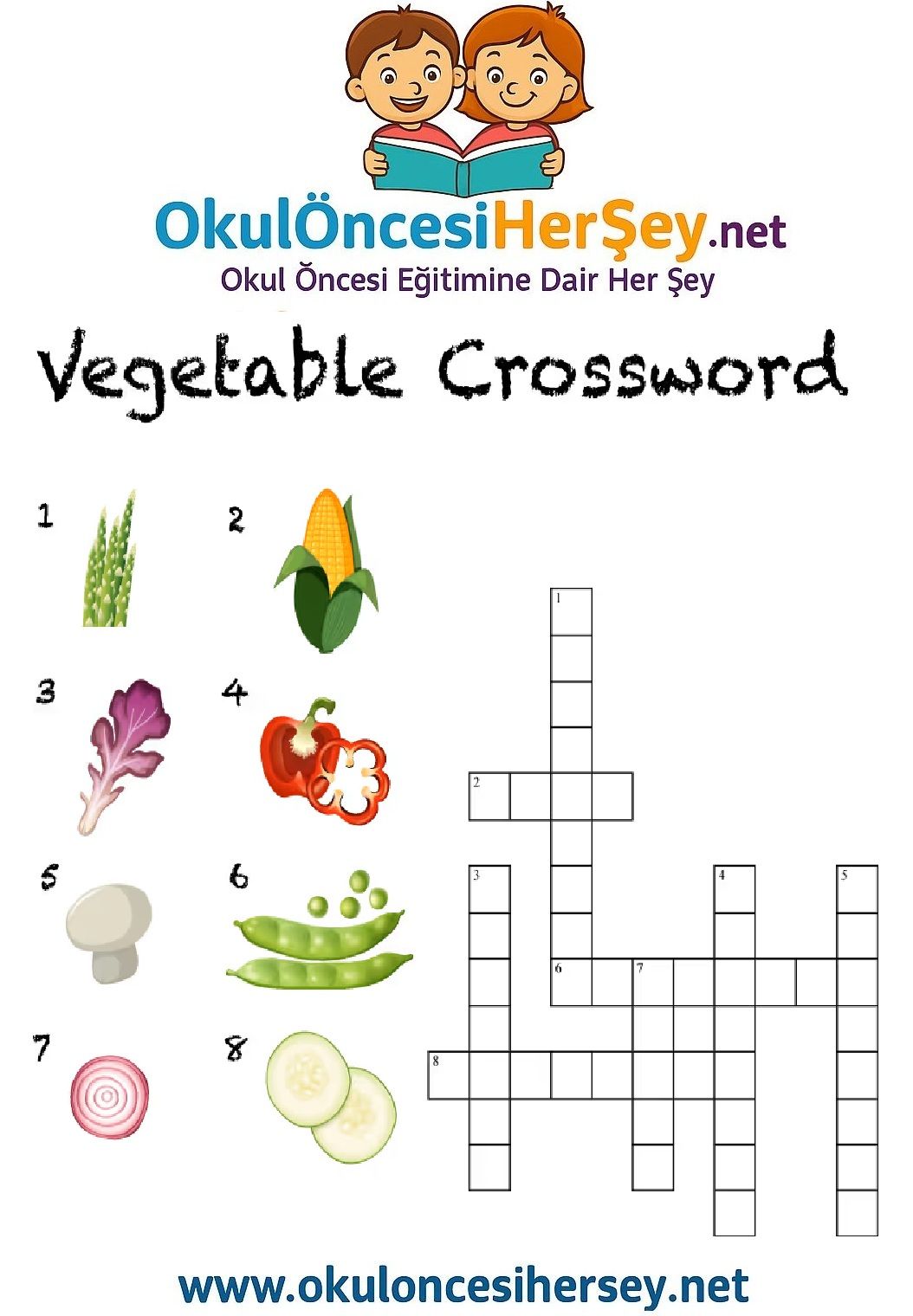 Çocuklar İçin   Crossword Bulmaca  