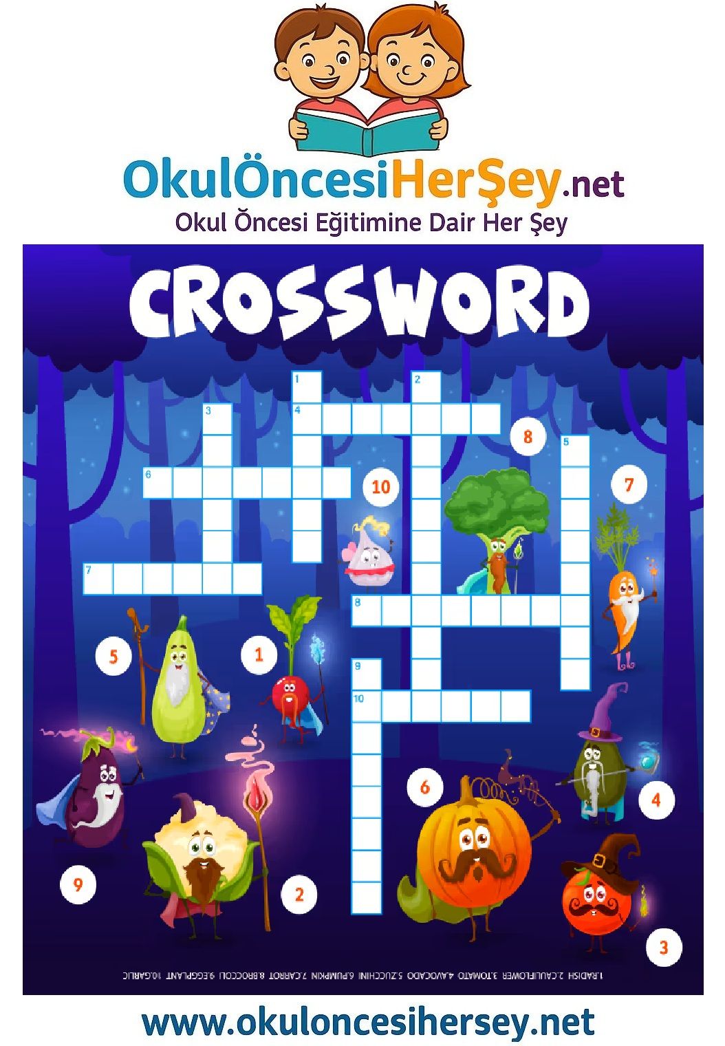 Çocuklar İçin   Crossword Bulmaca  