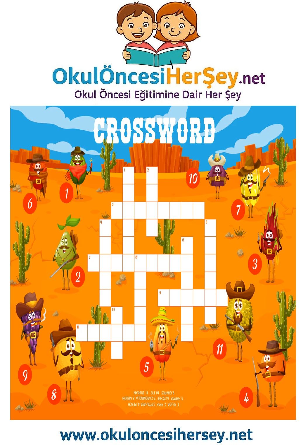 Çocuklar İçin   Crossword Bulmaca  