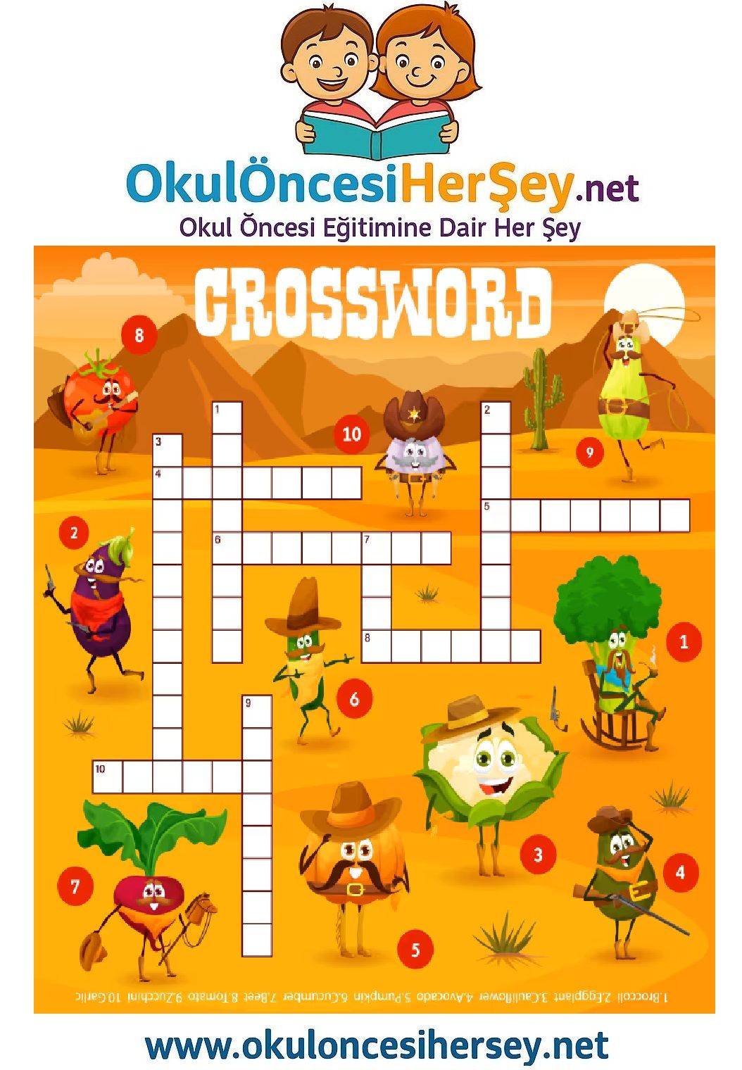 Çocuklar İçin   Crossword Bulmaca  