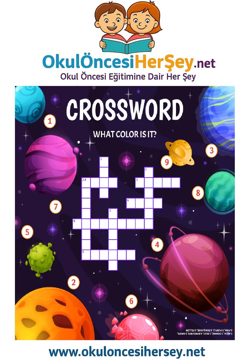 Çocuklar İçin   Crossword Bulmaca  