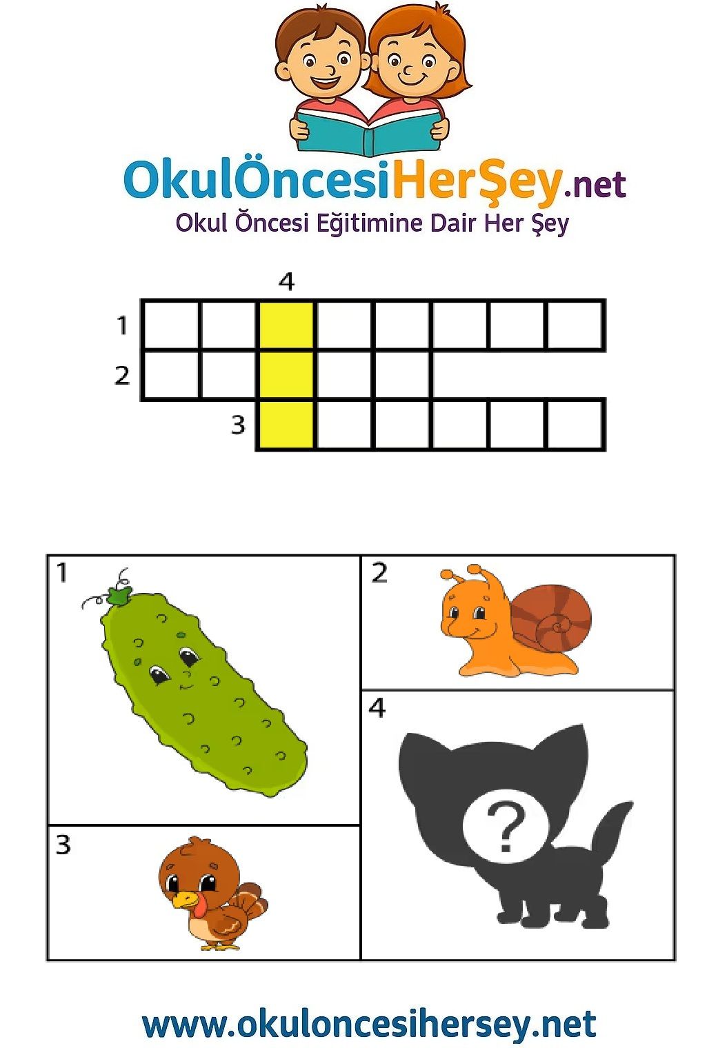 Çocuklar İçin   Crossword Bulmaca  