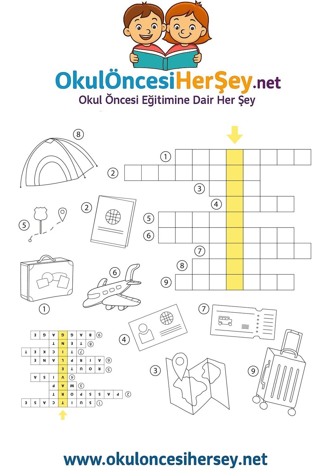 Çocuklar İçin   Crossword Bulmaca  