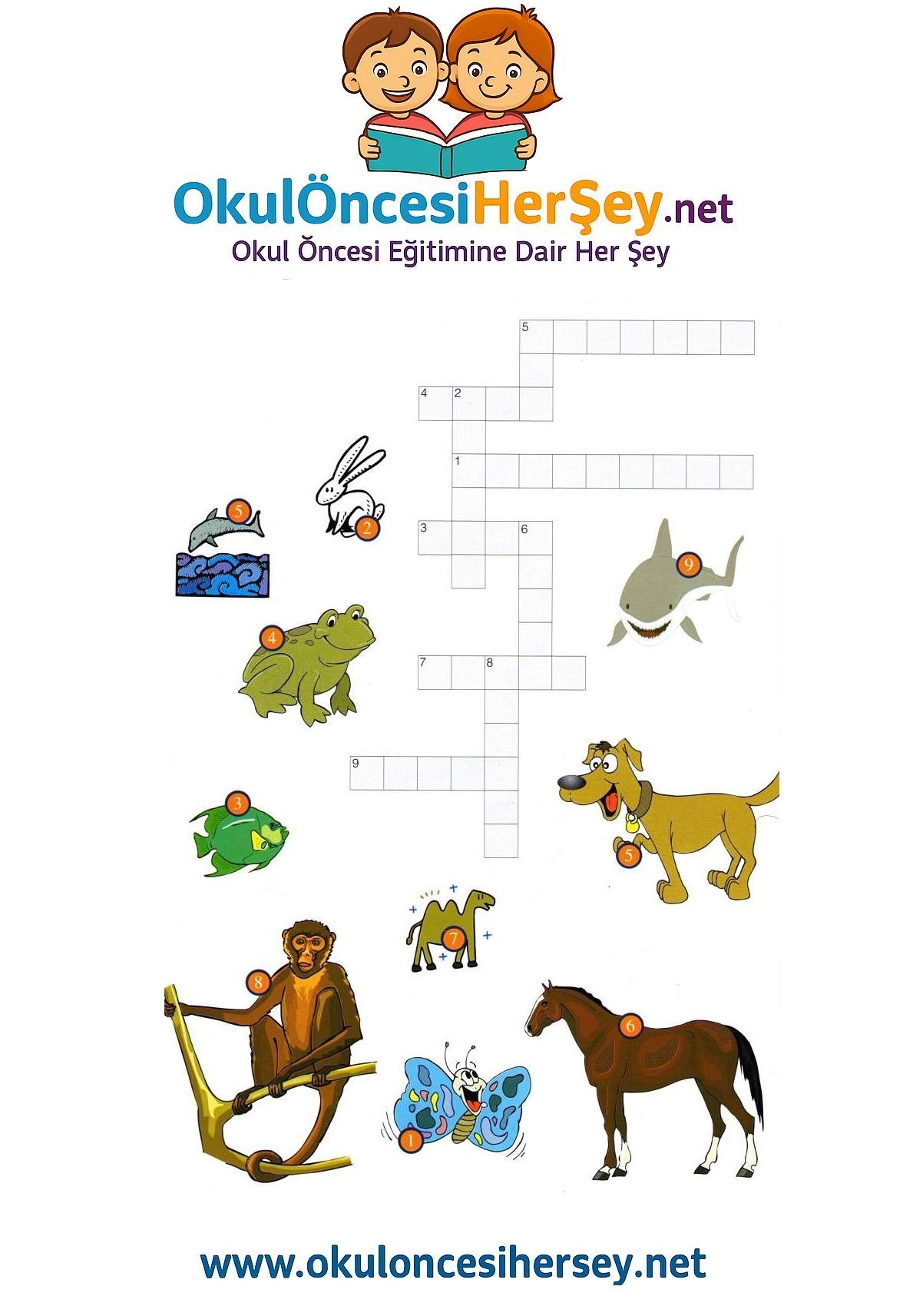 Çocuklar İçin   Crossword Bulmaca  