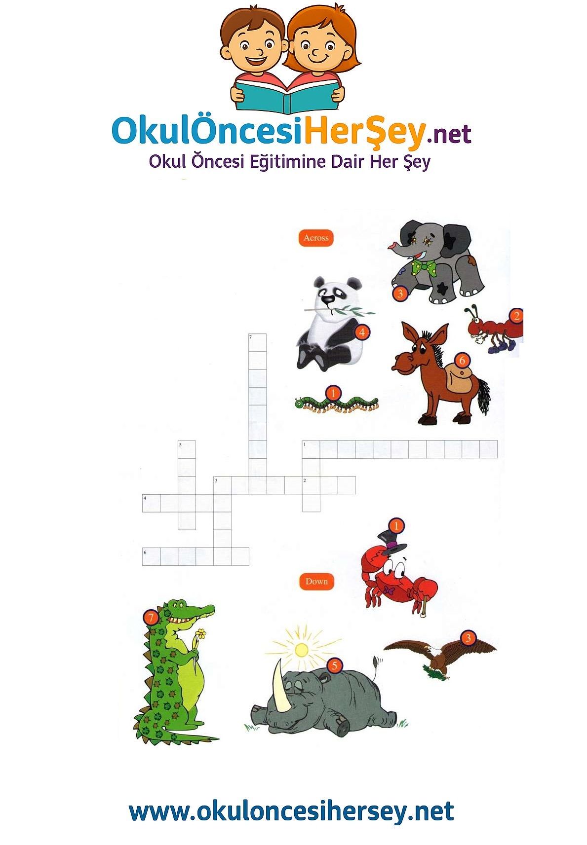 Çocuklar İçin   Crossword Bulmaca  