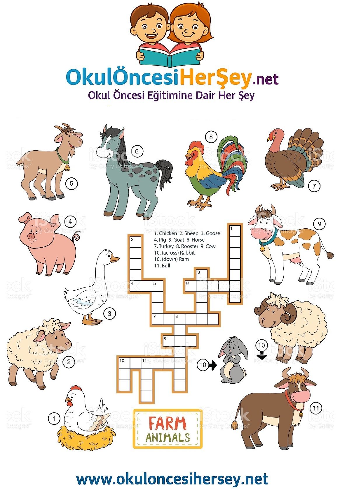 Çocuklar İçin   Crossword Bulmaca  