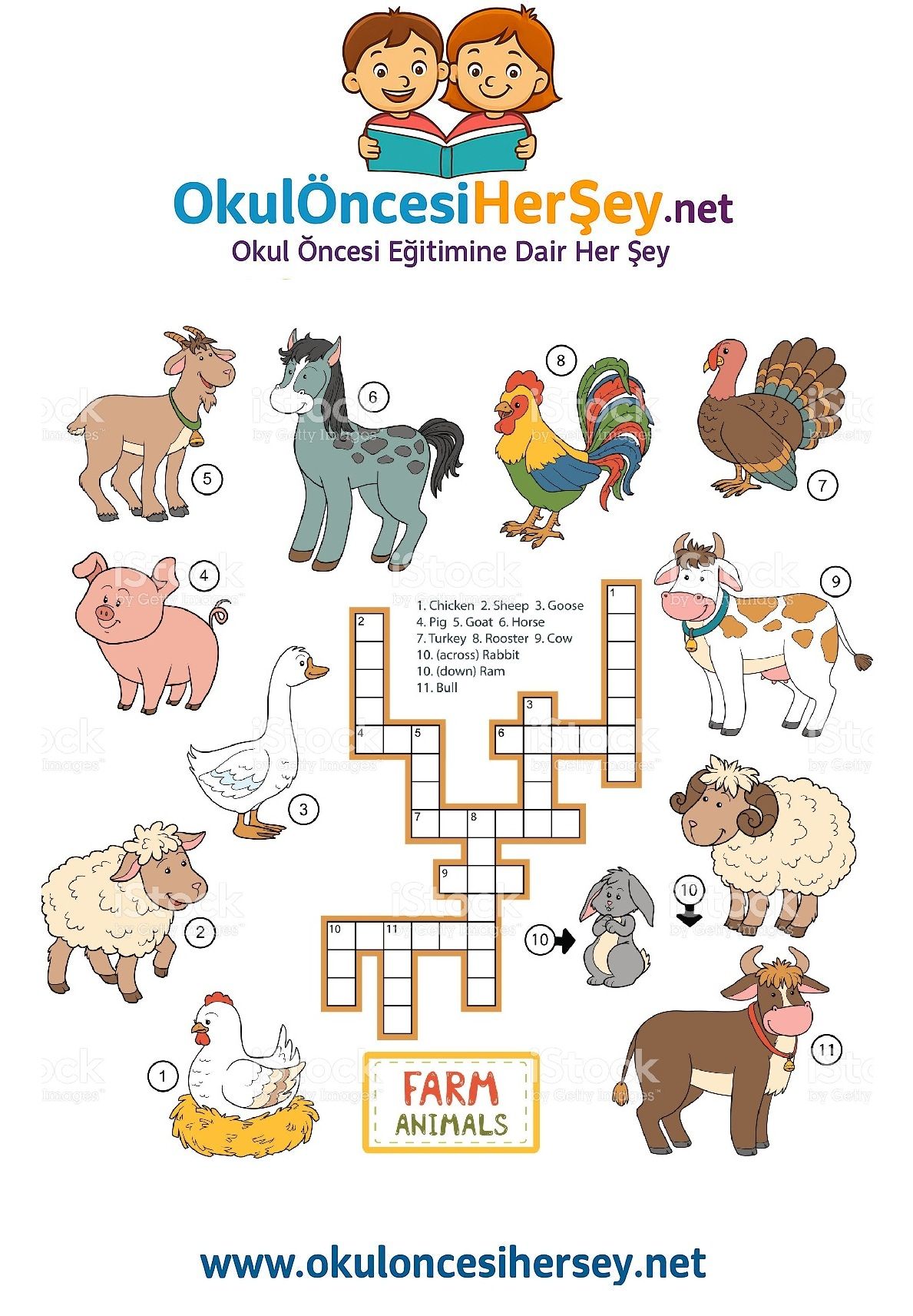 Çocuklar İçin   Crossword Bulmaca  