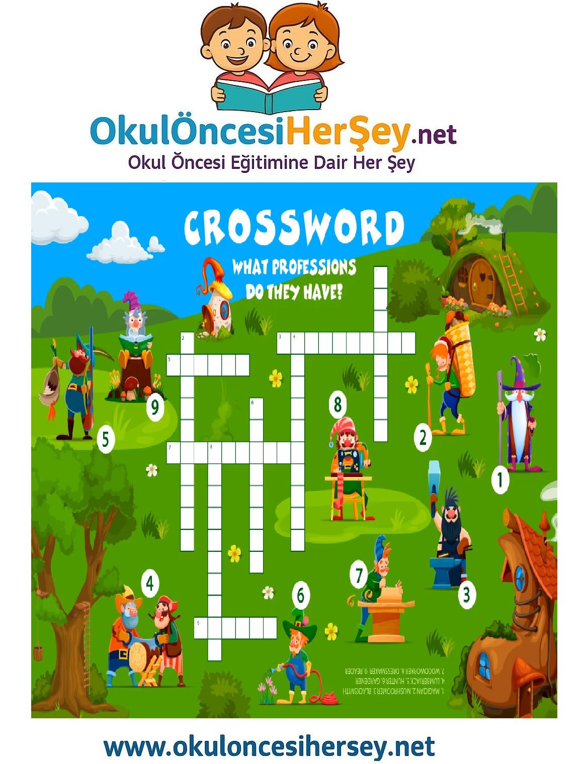 Çocuklar İçin   Crossword Bulmaca  