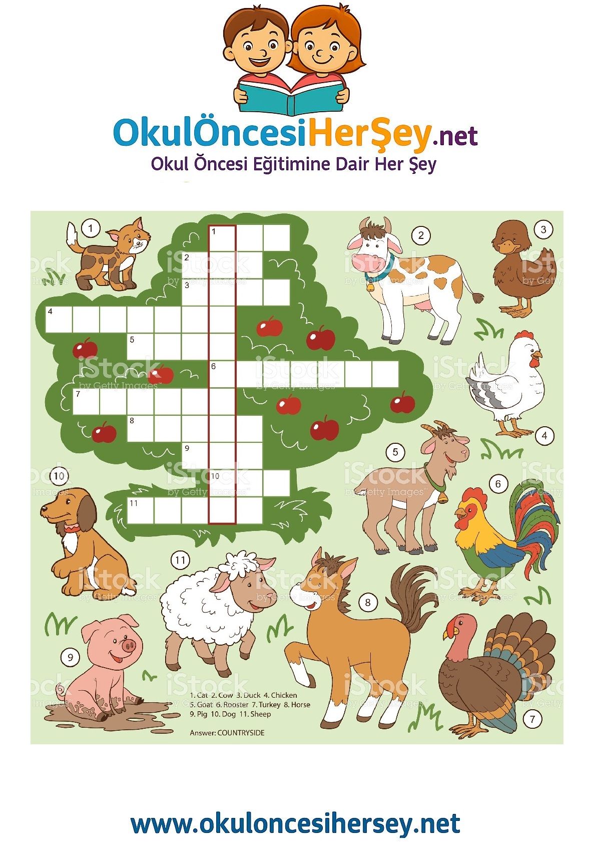 Çocuklar İçin   Crossword Bulmaca  