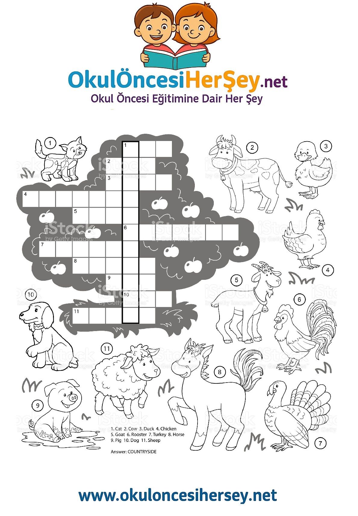 Çocuklar İçin   Crossword Bulmaca  