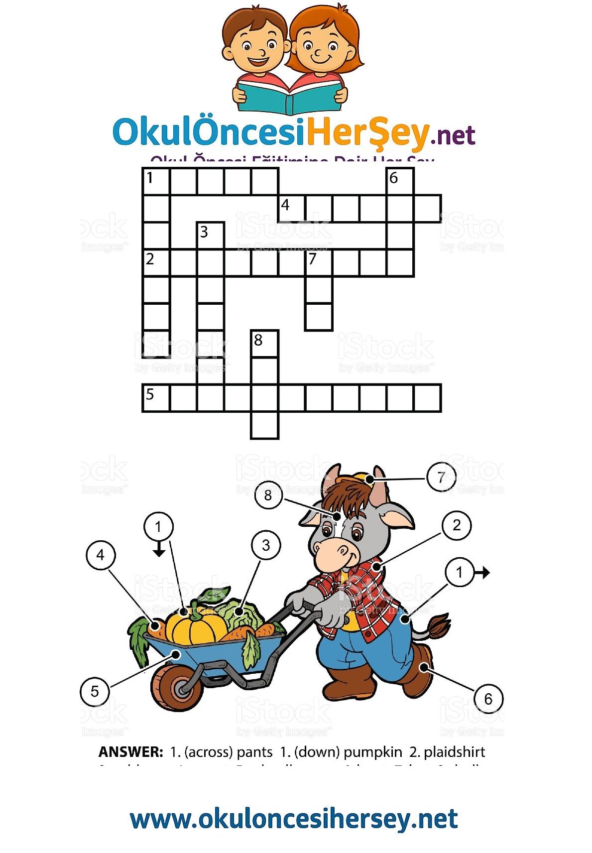 Çocuklar İçin   Crossword Bulmaca  