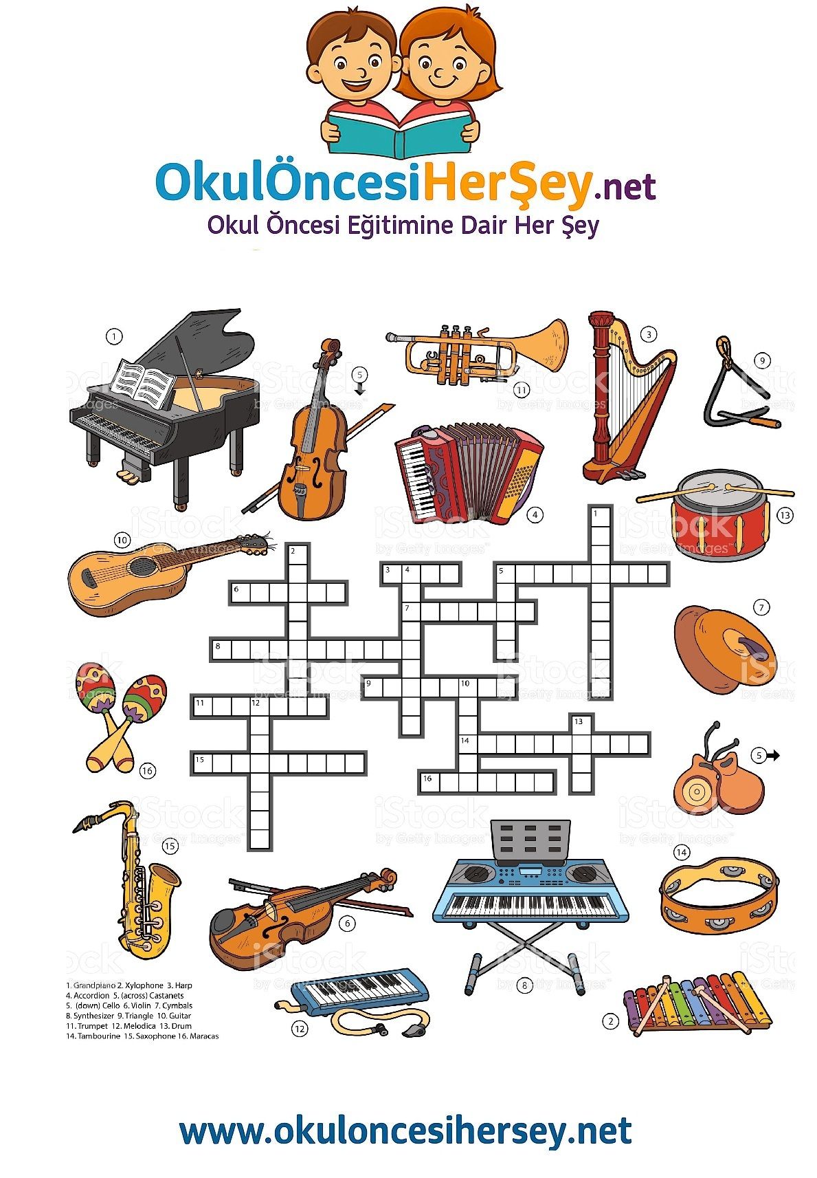 Çocuklar İçin   Crossword Bulmaca  