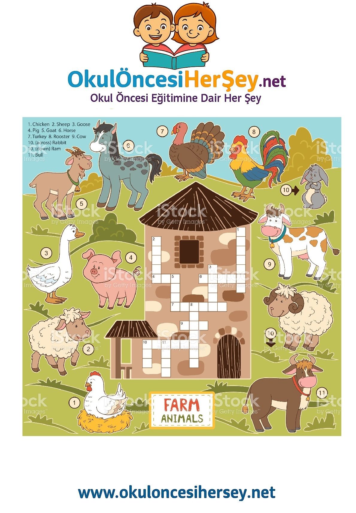 Çocuklar İçin   Crossword Bulmaca  