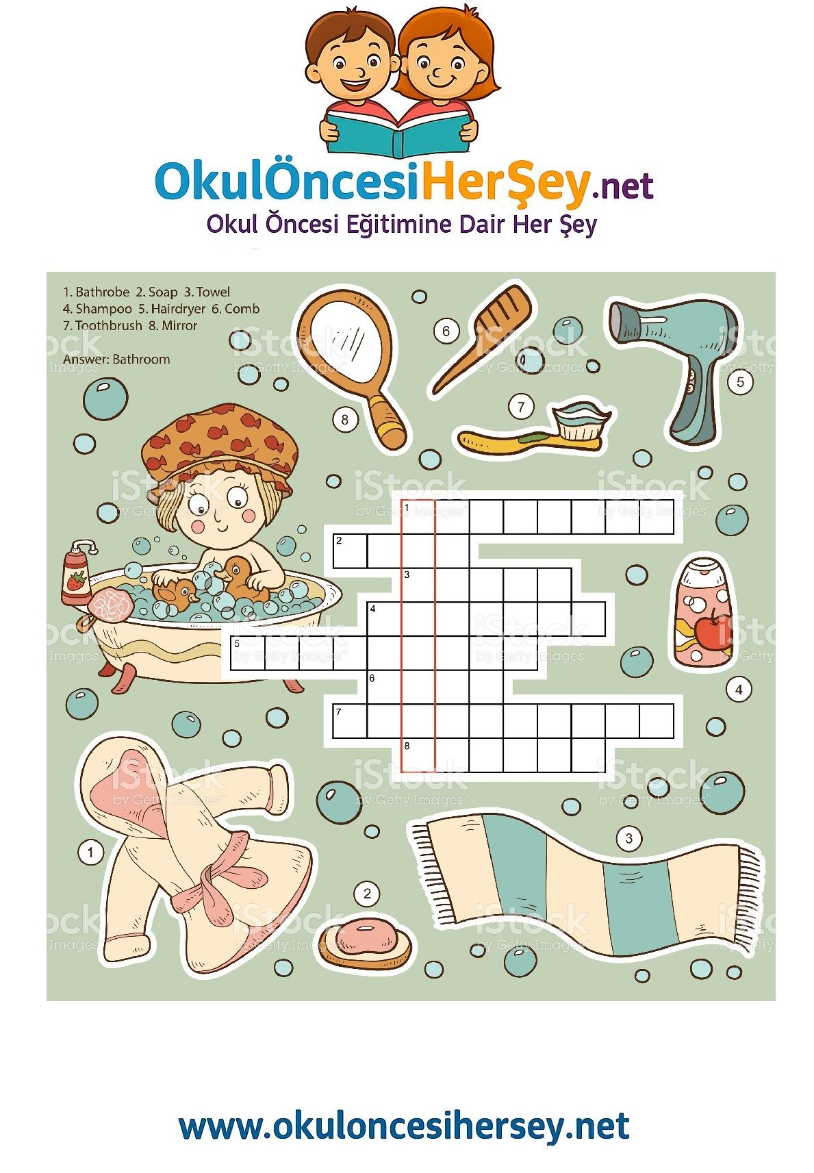 Çocuklar İçin   Crossword Bulmaca  