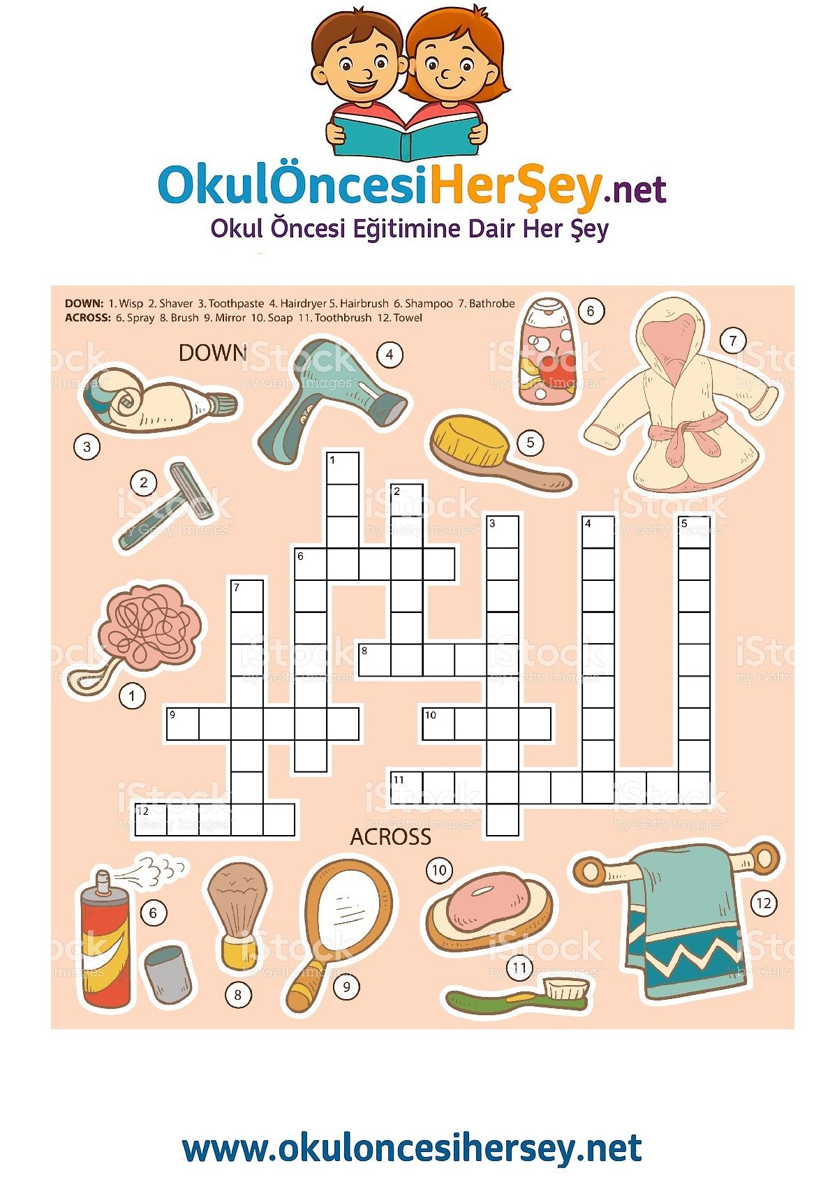 Çocuklar İçin   Crossword Bulmaca  