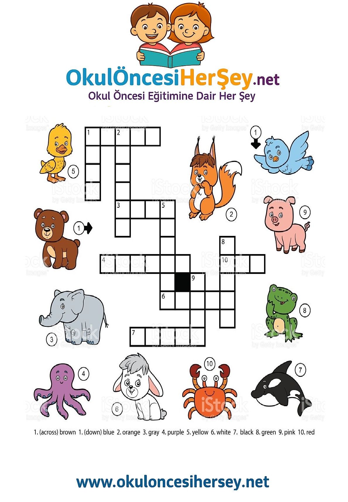 Çocuklar İçin   Crossword Bulmaca  