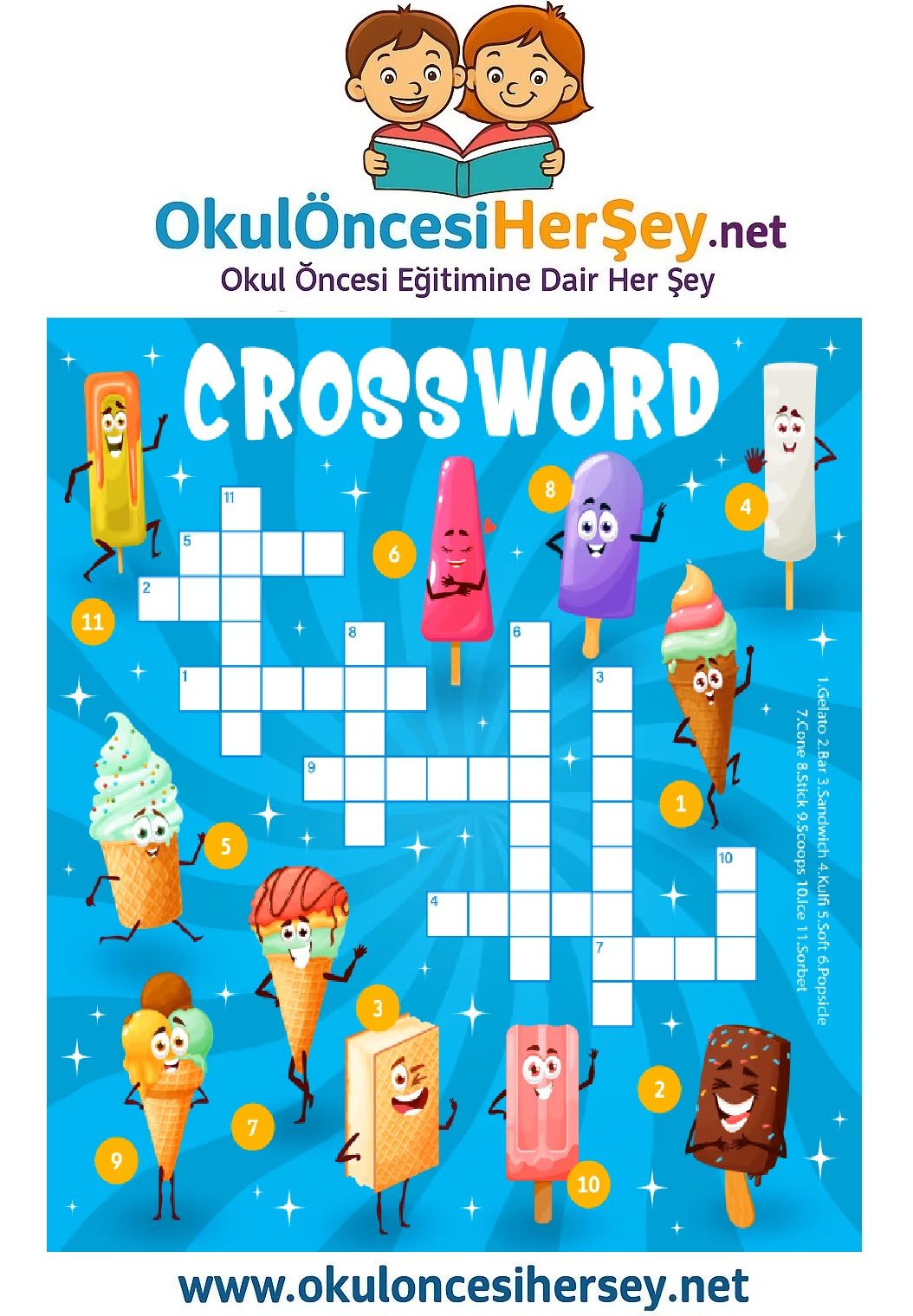 Çocuklar İçin   Crossword Bulmaca  