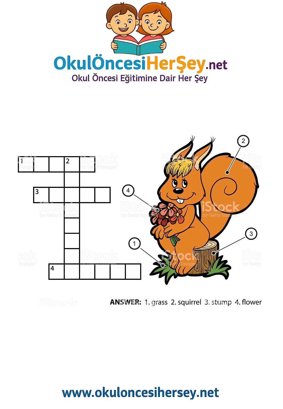 Çocuklar İçin   Crossword Bulmaca  