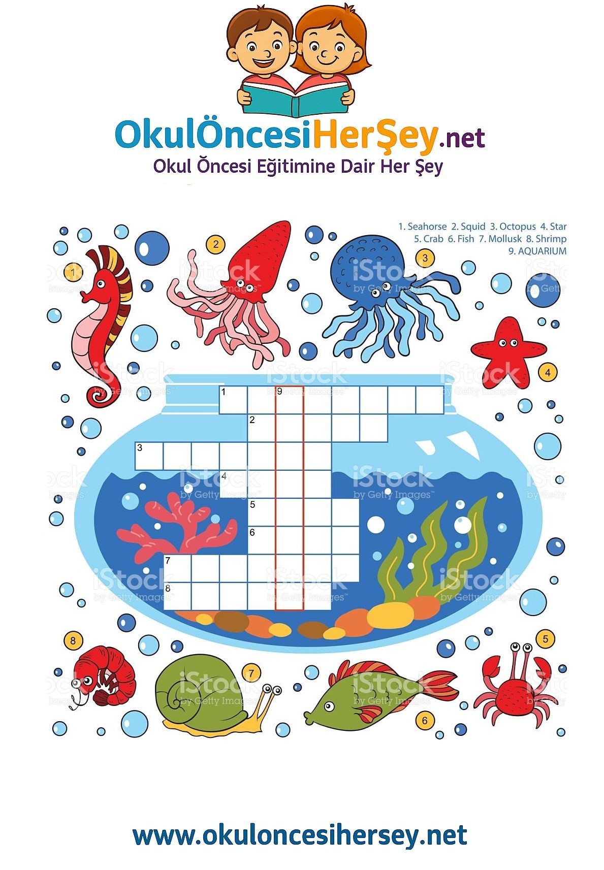 Çocuklar İçin   Crossword Bulmaca  