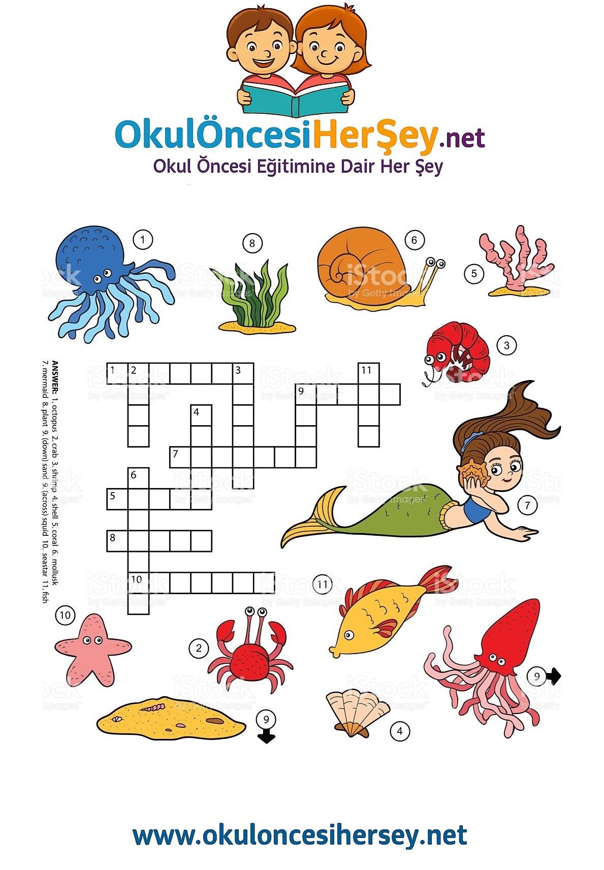 Çocuklar İçin   Crossword Bulmaca  