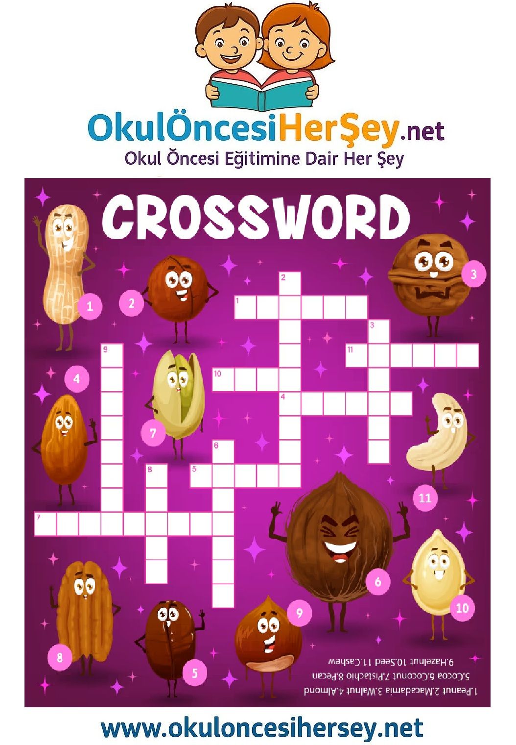Çocuklar İçin   Crossword Bulmaca  