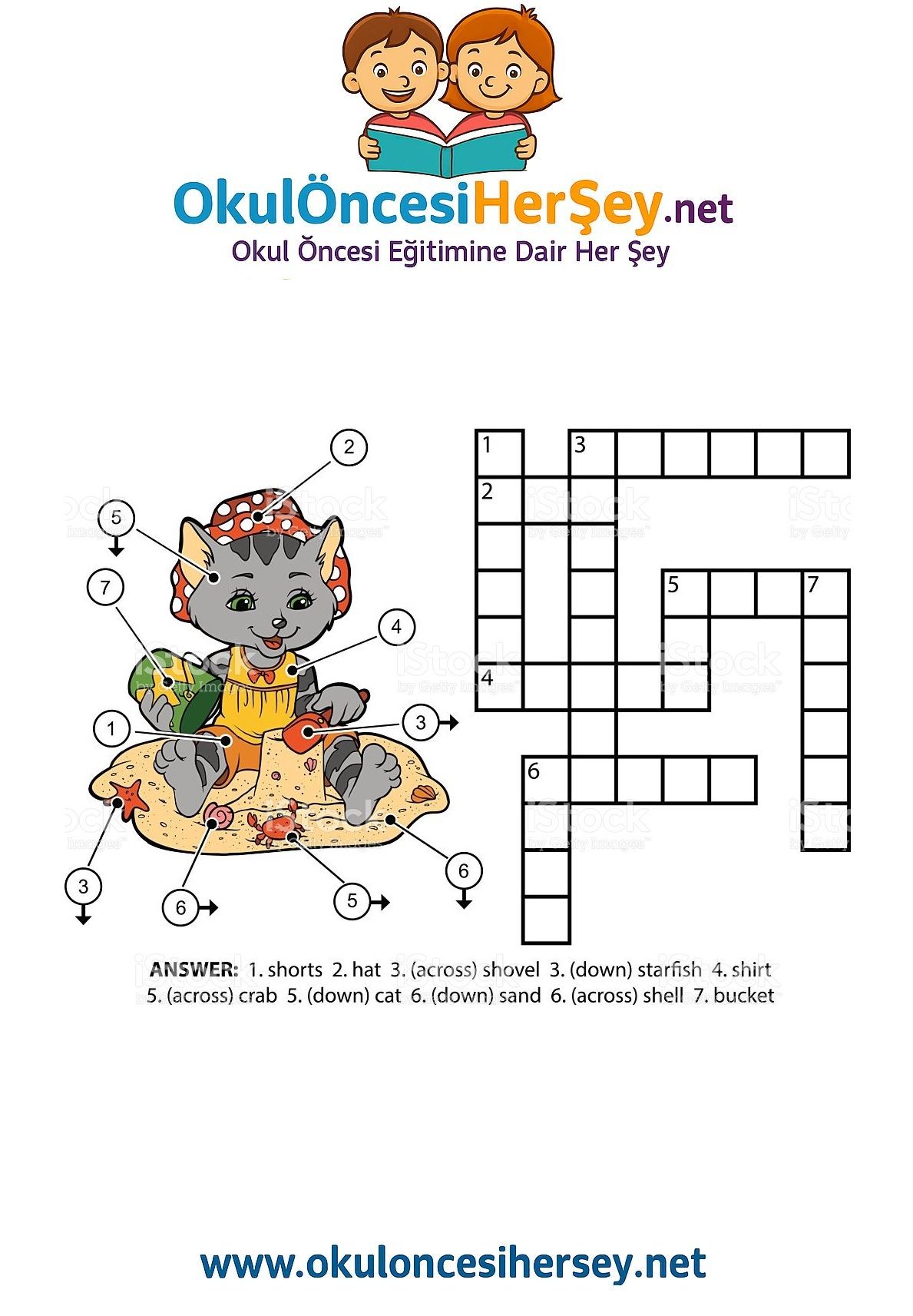 Çocuklar İçin   Crossword Bulmaca  