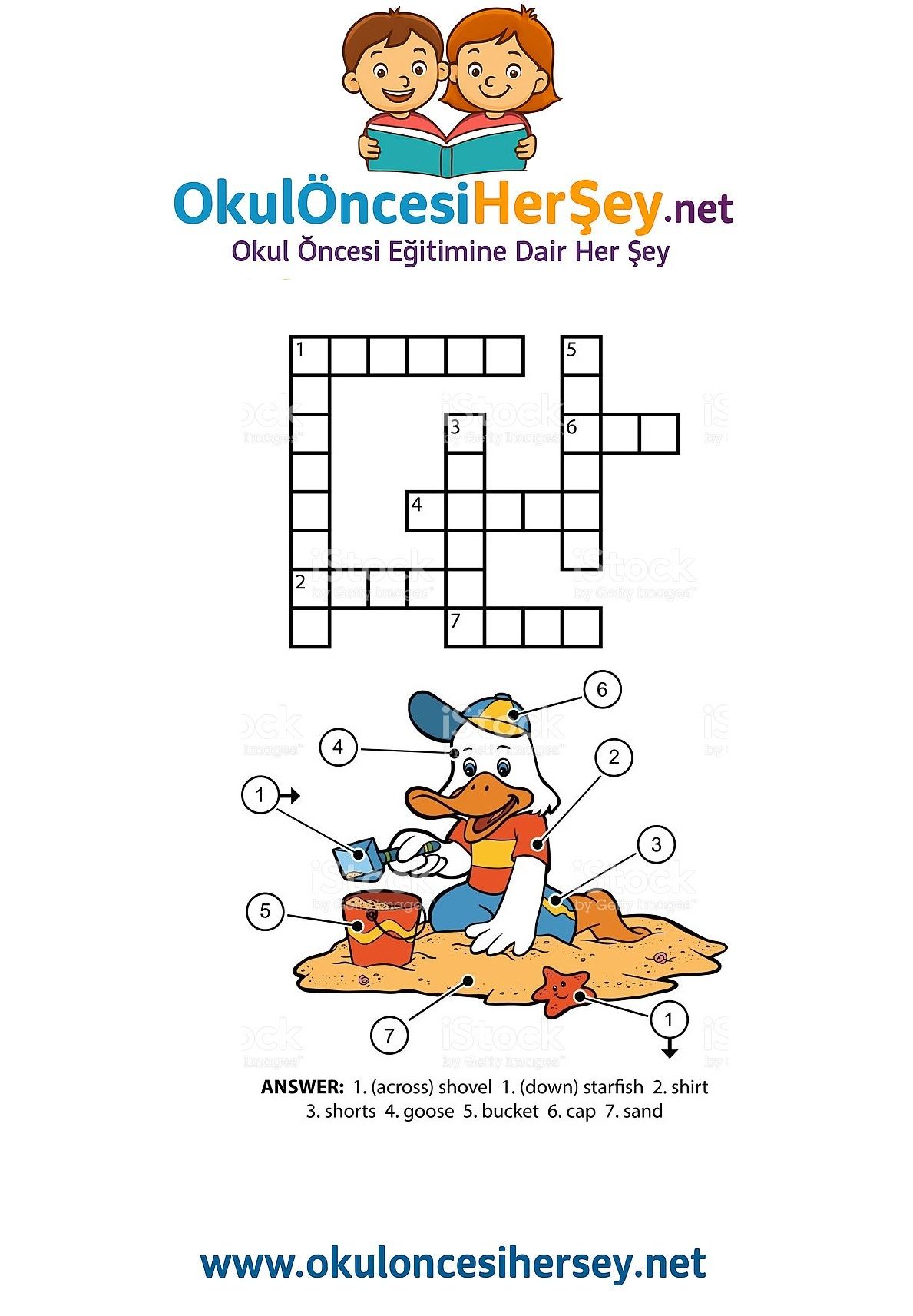 Çocuklar İçin   Crossword Bulmaca  