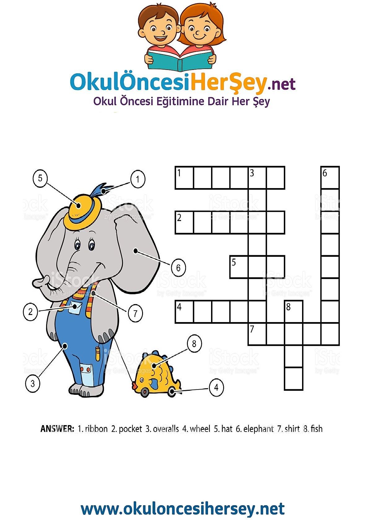 Çocuklar İçin   Crossword Bulmaca  